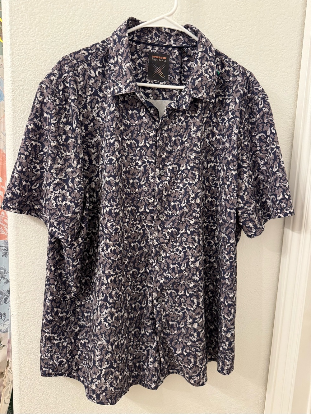 Copper & Oak Men’s Short-Sleeve Navy Floral Button-Up Shirt XXL